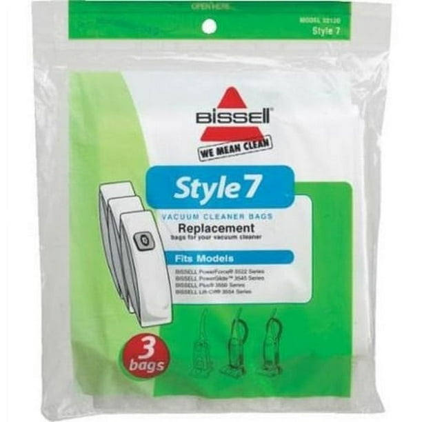 Bissell Style 7 Vacuum Bags For Power Force Upright 3 Pk Part 32120