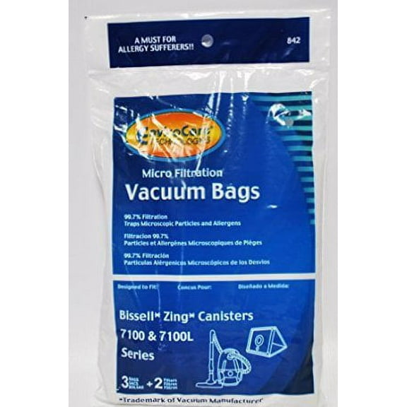 Bissell Zing 7100 and 7100L Series Vacuum Micro Filtration 3 Bags and 2 Filters