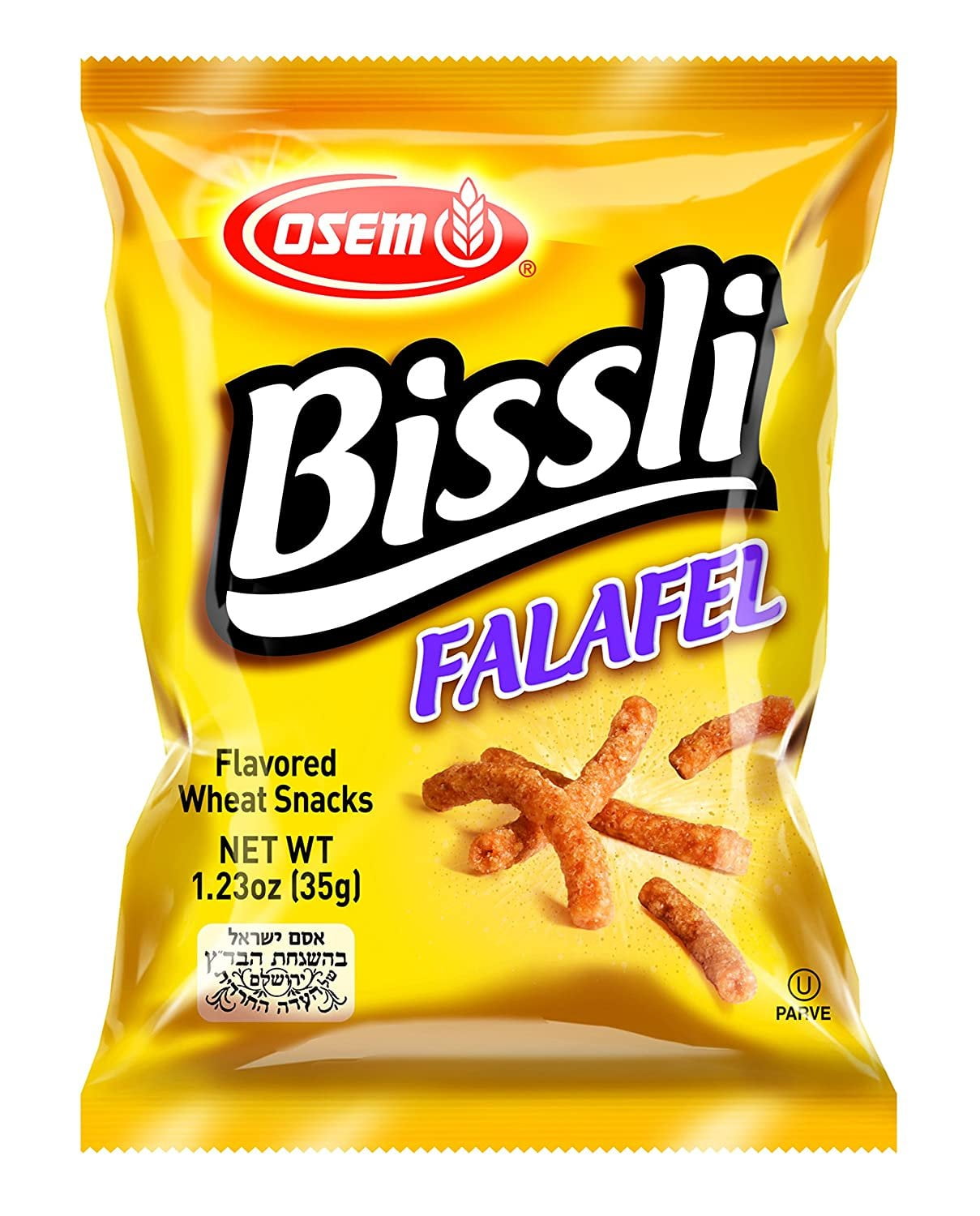 Bissli Falafel Flavored Crunchy Wheat Snack Perfect Lunch Snack for Kids & Adults 1.23oz Bag Pack of 48