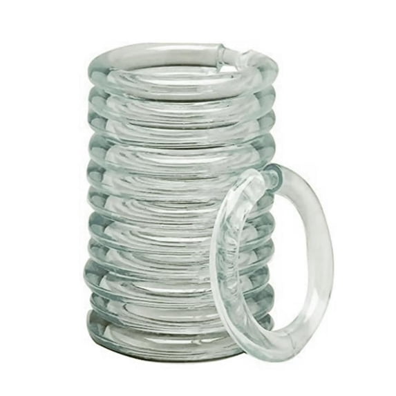 Bistras Shower Curtain Rings, O Shape Plastic Shower Hooks, Clear (12 Pieces)