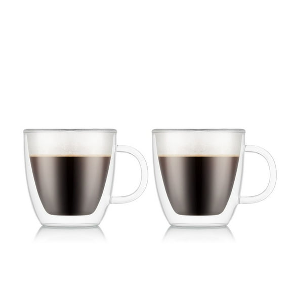 BODUM Bistro 2-Piece Double Wall Espresso Mug, 5 oz, glass