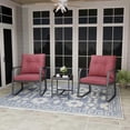 thumbnail image 1 of Bistro 3 Piece Patio Furniture Set, Patio Table and Rattan Outdoor Rocking Chairs Set of 2, Outdoor Bistro Conversation Set for Garden, Balcony, Poolside, Backyard, Red, 1 of 16