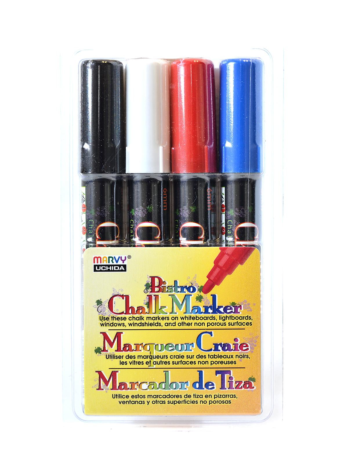 Bistro Chalk Marker Sets broad point, black, red, blue, white (pack of 2)