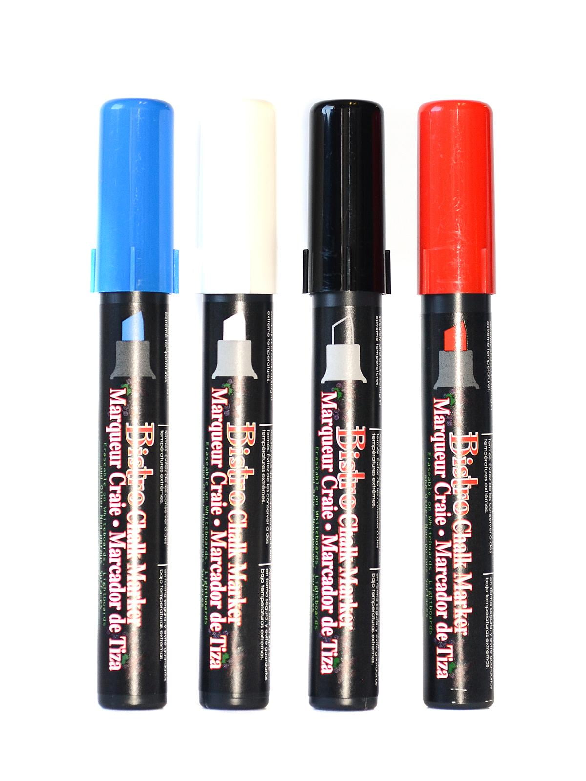Bistro Chalk Marker Sets chisel point, black, red, blue, white (pack of 2)