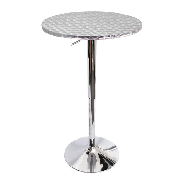 Bistro Contemporary Adjustable Round Bar Table in Silver by LumiSource