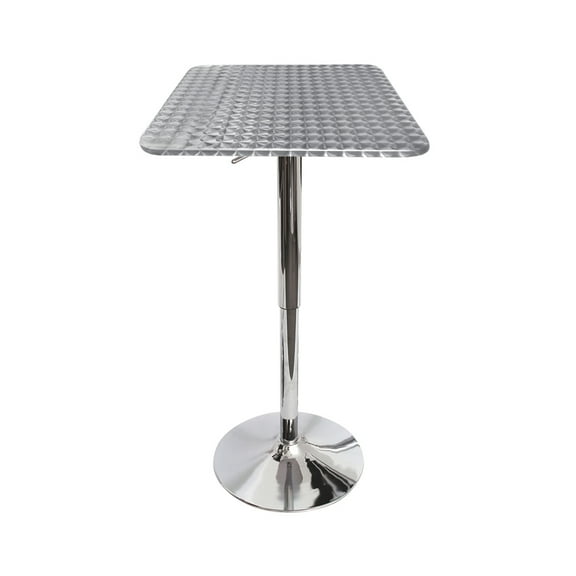 Bistro Contemporary Adjustable Square Bar Table in Silver by LumiSource