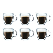 Bodum Bistro Double Wall Mug, 6-Pack, 10 oz, Glass