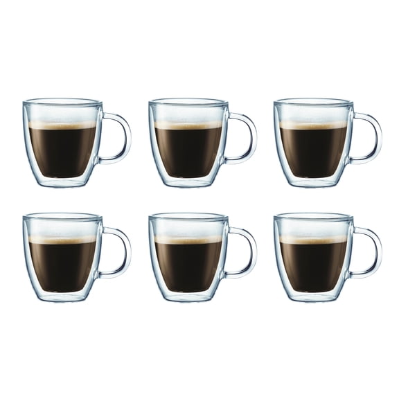 Bodum Bistro Double Wall Mug, 6-Pack, 10 oz, Glass