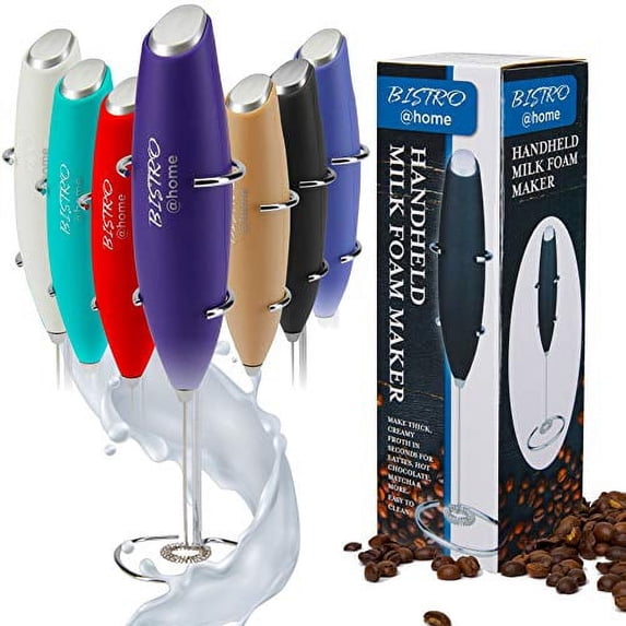 Bistro@Home Milk Frother Handheld, Frother for Coffee Drink Mixer Milk Foamer, Milk Frothers (Purple)