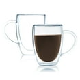 thumbnail image 1 of Bistro Mug with Handle from JavaFly, Double Walled Thermo Glass Cup, Set of 2 - 12oz, 1 of 8