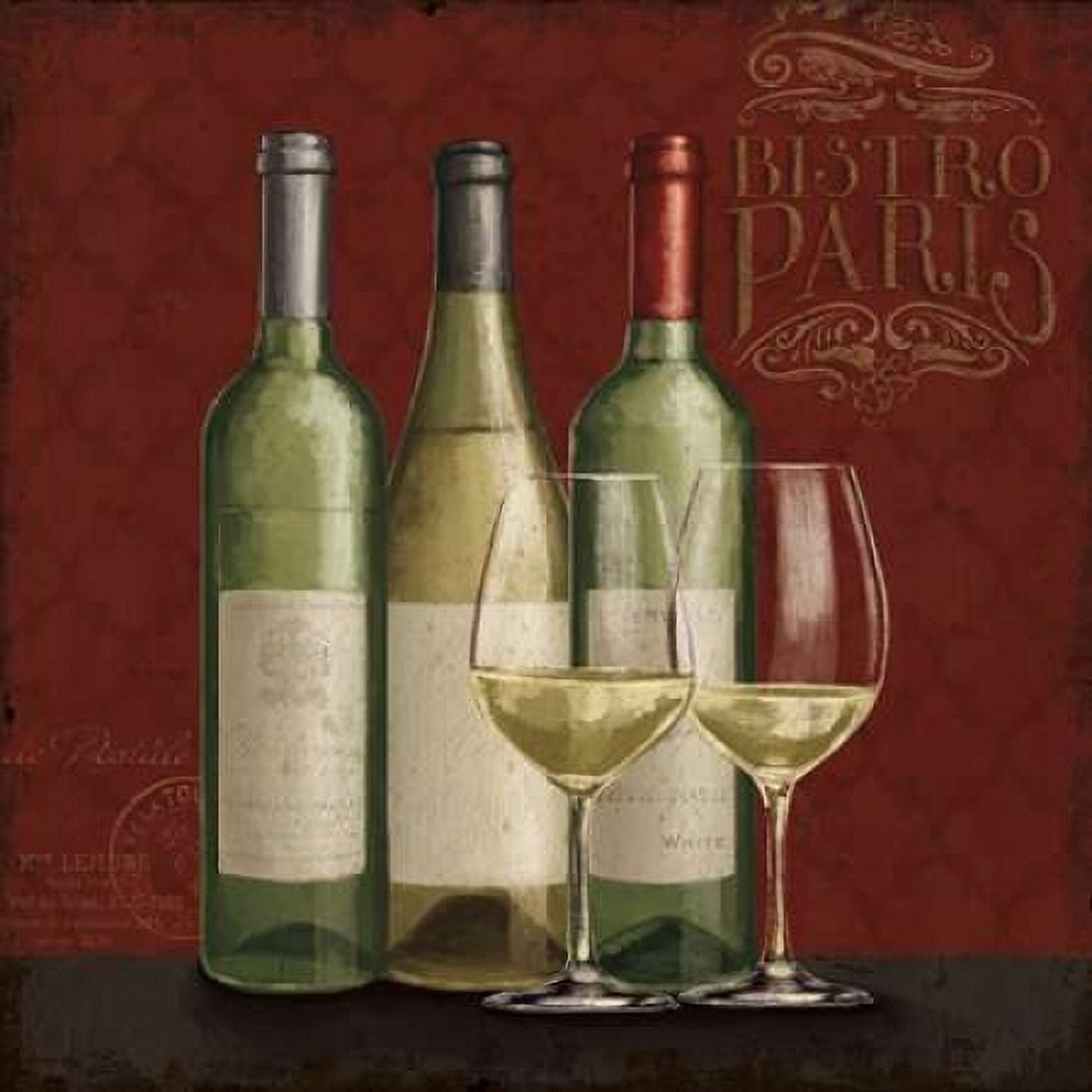 Bistro Paris White Wine v2 Canvas Art - Janelle Penner (24 x 24)