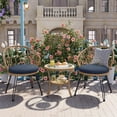 thumbnail image 1 of 3-Piece Outdoor Furniture Sectional Sofa Set,Patio PE Wicker Conversation Sets with Beige Cushions,Top Glass,Lounge Chair for Garden, Deck, Poolside, 1 of 7