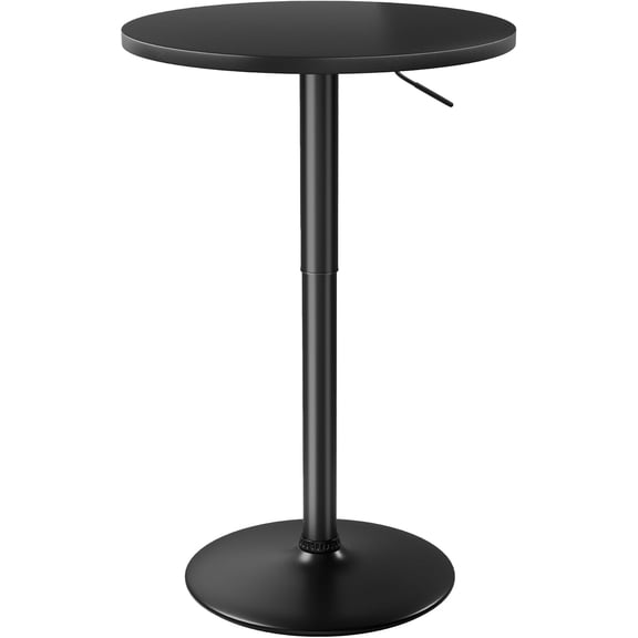 Bistro Pub Table Height Adjustable Round Bar Table 27.4-36 Inches, 360Swivel Cocktail Table for Dining Room, Party, Caf (1, Black)