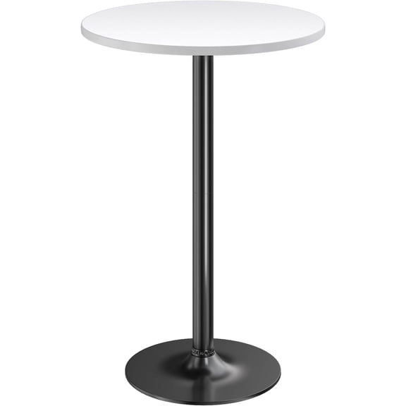 Bistro Pub Table Round Bar Height Cocktail Table for Home Bar, Small Round Bar Tables for Party, Dining Room, Living Room and Wedding, Metal Base MDF Top Obsidian, 40.6 Inch Height (1, White-1)