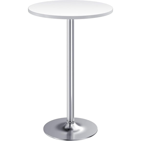 Bistro Pub Table Round Bar Height Cocktail Table for Home Bar, Small Round Bar Tables for Party, Dining Room, Living Room and Wedding, Metal Base MDF Top Obsidian, 40.6 Inch Height (1, White-2)