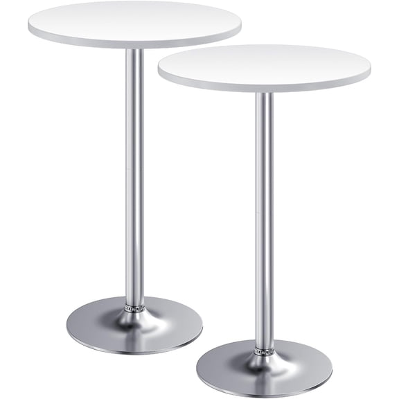 Bistro Pub Table Round Bar Height Cocktail Table for Home Bar, Small Round Bar Tables for Party, Dining Room, Living Room and Wedding, Metal Base MDF Top Obsidian, 40.6 Inch Height (2, White-2)