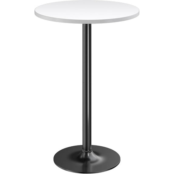 Bistro Pub Table Round Bar Height Cocktail Table Metal Base MDF Top Obsidian 23.8-Inch Top, 39.5-Inch Height (1, Black-1)