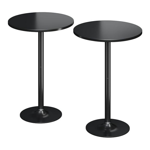 Bistro Pub Table Set of 2, Modern Bar Table for Dining Room, Black Metal Base, 39.5" Counter Height Cocktail Tables