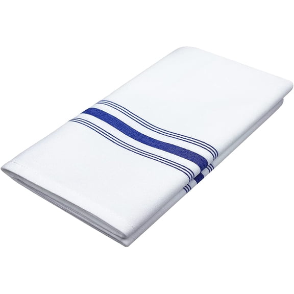 Bistro Restaurant Stripe Cloth Napkins Set of 12 Pack, Commercial Quality 18 x 22 Inches, MJS Linen Dinner Napkins Cloth Washable, Non-Iron, No Fade, Soil Release, Royal Blue Stripes