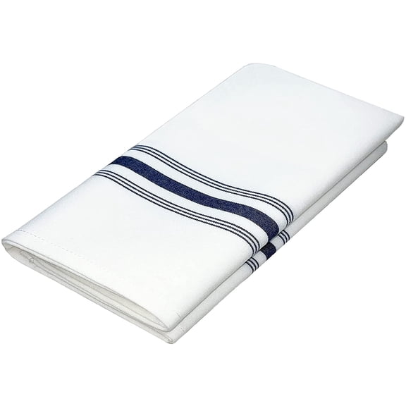 Bistro Restaurant Stripe Cloth Napkins Set of 12 Pack, Commercial Quality 18 x 22 Inches, MJS Linen Dinner Napkins Cloth Washable, Non-Iron, No Fade, Soil Release, Navy Blue Stripes
