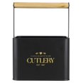 Bistro Sectioned Tin Holder with Bamboo Handle, Black