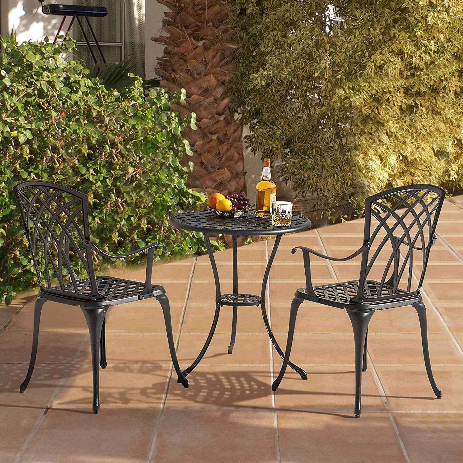 Bistro Set 3 Piece Outdoor All Weather Cast Aluminum Patio Bistro Set
