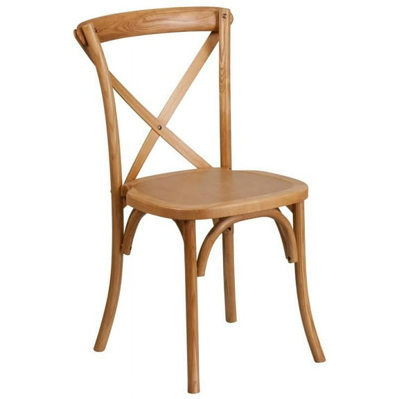 Bistro Style Cross Back Oak Wood Stackable Dining Chair - X Back Banquet Dining Chair