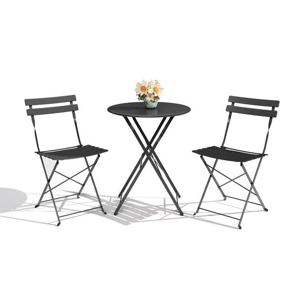 Bistro Table and Chairs set of 2, 3 Piece Folding Outdoor Patio Bistro Set, Weather-Resistant Stable Small Patio Furniture Set for Backyard Balcony Porch Coffee Shop