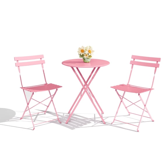 Bistro Table and Chairs set of 2, 3 Piece Folding Outdoor Patio Bistro Set, Weather-Resistant Stable Small Patio Furniture Set for Backyard Balcony Porch Coffee Shop