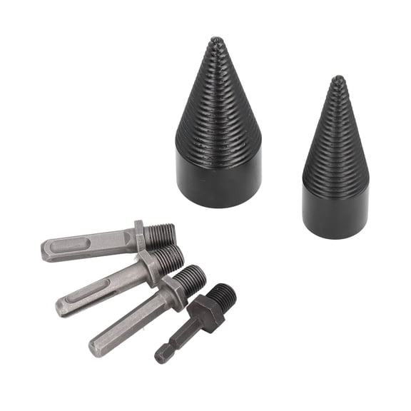 Bit 6 Pcs Wood Splitter Drill Bit 32mm 42mm Detachable Heavy Duty Splitting Cone Drill Bit With 4 Handles For Camping