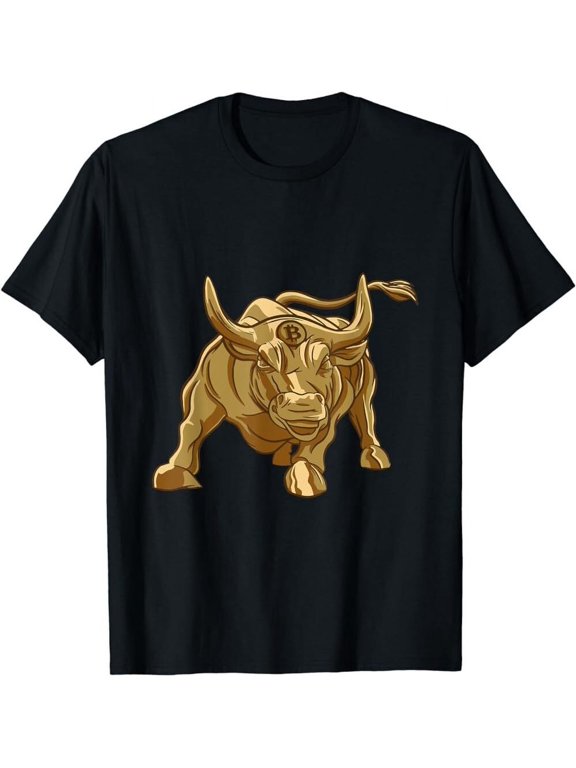 Bit Crypto Golden Bull Men Women BTC Graphic T-Shirt,Coin Tee,Unisex,S-5XL