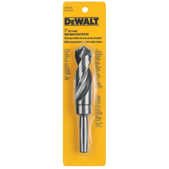 Bit Drl Sil and Deming 1In 6In Dewalt Reduced Shank Bits DW1629 Black Oxide