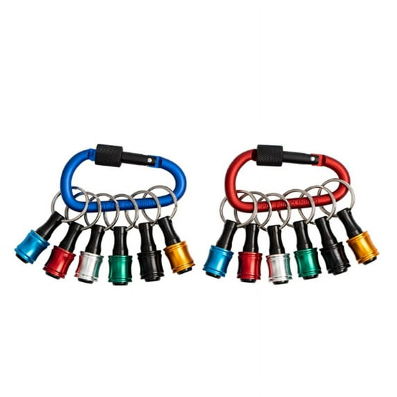 Bit Holder ,2 Sets Of 6PCS 1/4 Drill Bit Holder, Easy Release and Quick Change Bit Holder,Screwdriver Bit Holder,12 X bit holder 2 X colored keychain holder,Photo Color