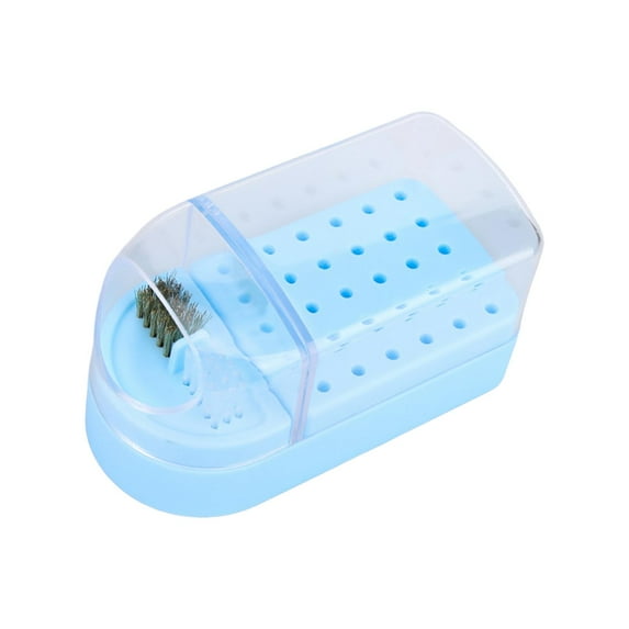 Bit Holder Drill Bit Display Stand Large Space Portable Lightweight 2 in 1 Dustproof Storage Box Manicure Tools Home Salon Use Blue