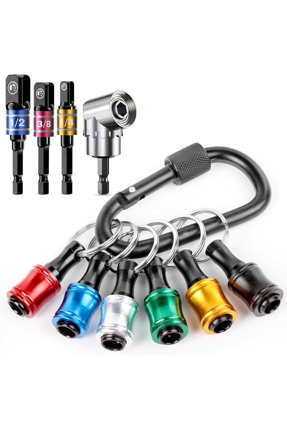 Bit Holder Key Chain, 1/4 Socket Hex Drill Bit Holder,Quick Release Keychain Oranizer Cool Gadgets for Men Gift