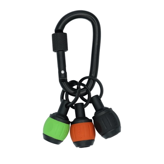 Bit Holder Key Chain Screwdrivers - Railer Heavy Duty 1/4" Hex Soft Ball Grip Bit Holders & Secure Keychain Carabiner. HVAC Tools w/Quick Release For Nut Drivers, Impact Driver & Drill Bits