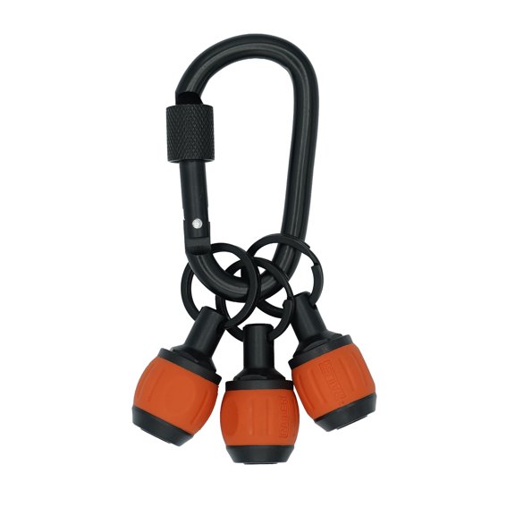 Bit Holder Key Chain Screwdrivers - Railer Heavy Duty 1/4" Hex Soft Ball Grip Bit Holders & Secure Keychain Carabiner. HVAC Tools w/Quick Release For Nut Drivers, Impact Driver & Drill Bits