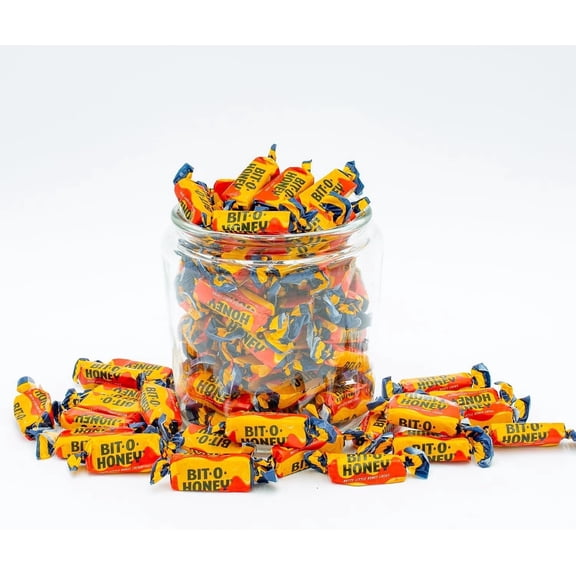 Bit Honey Chewy Candy Classic Honey And Almond Taffy Individually Wrapped Bulk Candy Jar Retro Nostalgic Treat Great for Office, Parties & Gifts