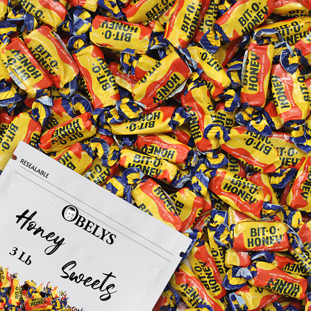 Bit-O-Honey Obelys Candy (3 Pounds) Individually Wrapped  | Honey Sweets - (Approx 195 Pieces)