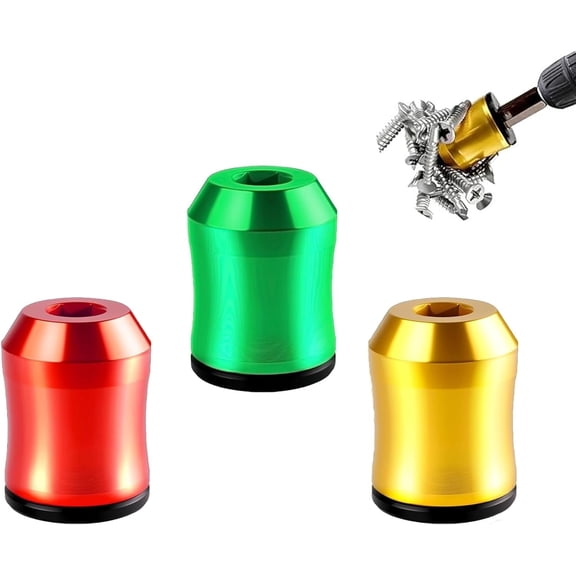 Bit Ring 3-Pack, 1/4" Hex Magnetizer Ring for Electric Drills & Hand Tools, Removable Screw Holder Catcher Metal Magnetizing Sleeve