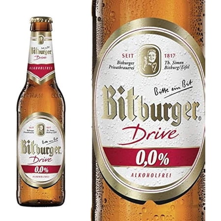 Bitburger DRIVE 0.0 Non Alcoholic (Pack of 24) (1 Case) 11.2oz Bottles Premium Pils Alkoholfrei 0.0% ABV (Includes 24 Individual 11.2oz Bitburger Drive Bottles)