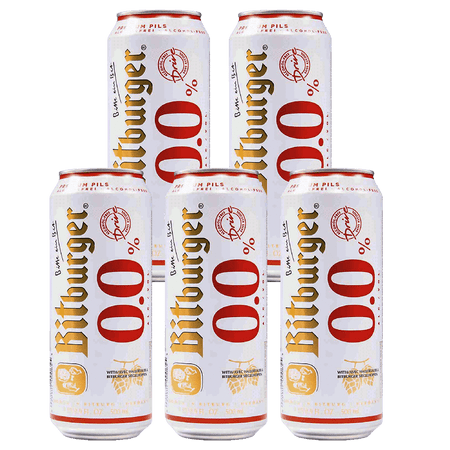 Bitburger Drive Non-Alcoholic Beer, Award Winning Beer from Germany, 16oz Can, 5 Pack