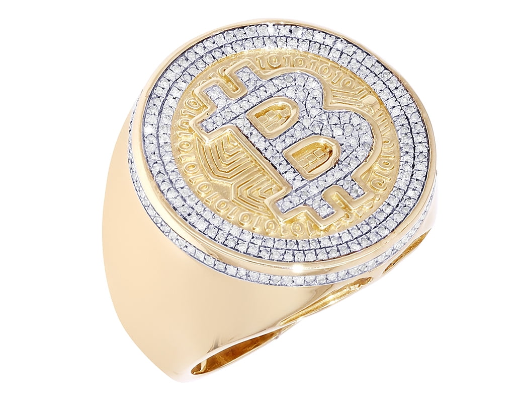 Bitcoin 0.49CT Diamond Pinky Ring 10K Yellow-White Gold - Walmart.com