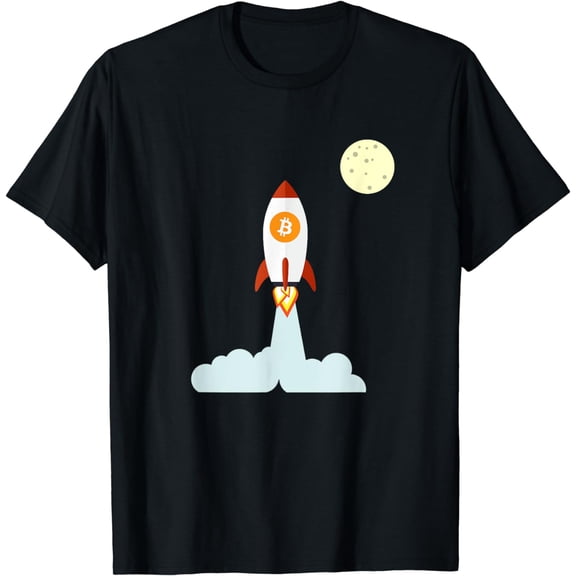 Bitcoin BTC Crypto to the Moon Shirt Featuring BTC Rocket