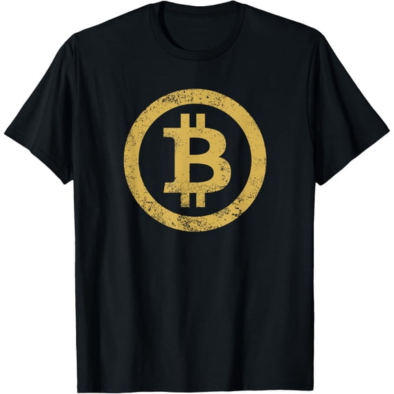 Bitcoin BTC Logo T-Shirt Retro Vintage Distressed T-ShirtMen and women can wear, black T-shirts, gifts. Age: M,L,XL 2XL, 3XL, 165XL