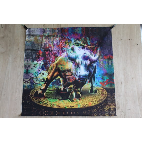 Nifao Bitcoin Bull Market, A Giant  Canvas Painting, Wall Art Unframed, 52"L x 52"W