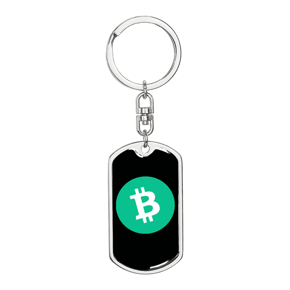 Bitcoin Cash BCH Crypto Cryptocurrency Dog Tag Keychain Stainless Steel Silver Tone or Gold Tone