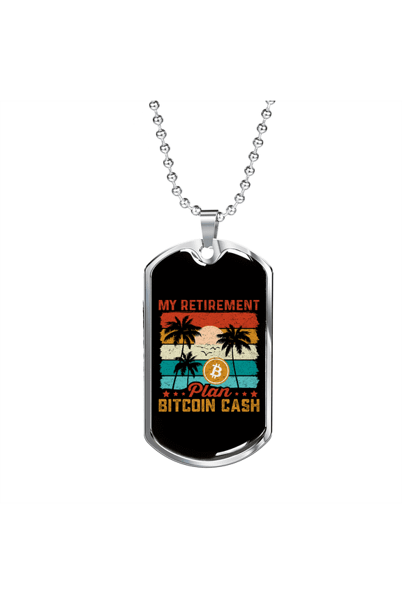 Bitcoin Cash Crypto Dog Tag Necklace Stainless Steel 24" Chain Silver Tone or Gold Tone