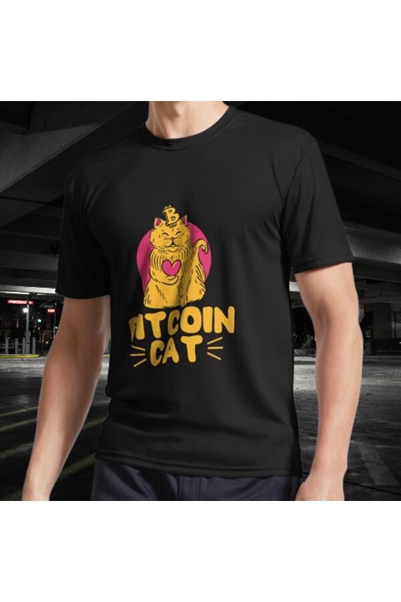 Bitcoin Cat Active Logo T-Shirt Funny Logo American Men's T-Shirt