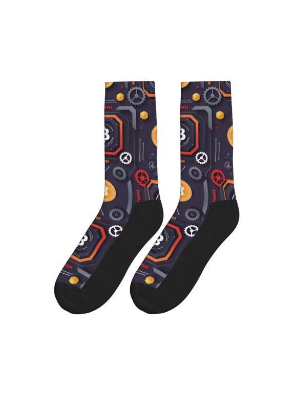 Bitcoin Colorful Athletic Crew Novelty Socks For Men Women